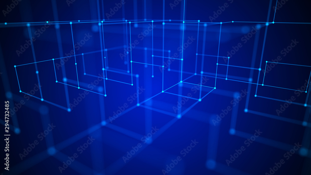 Big data visualization. 3d rendering.Abstract background with connecting dots and lines.Abstract geometric background. Big data visualization. 3d rendering.Abstract background with connecting dots and lines.Abstract geometric background.