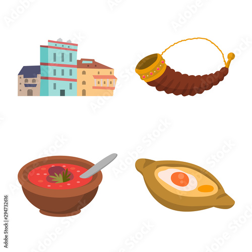 Vector design of Caucasus and traditions sign. Collection of Caucasus and attributes vector icon for stock.