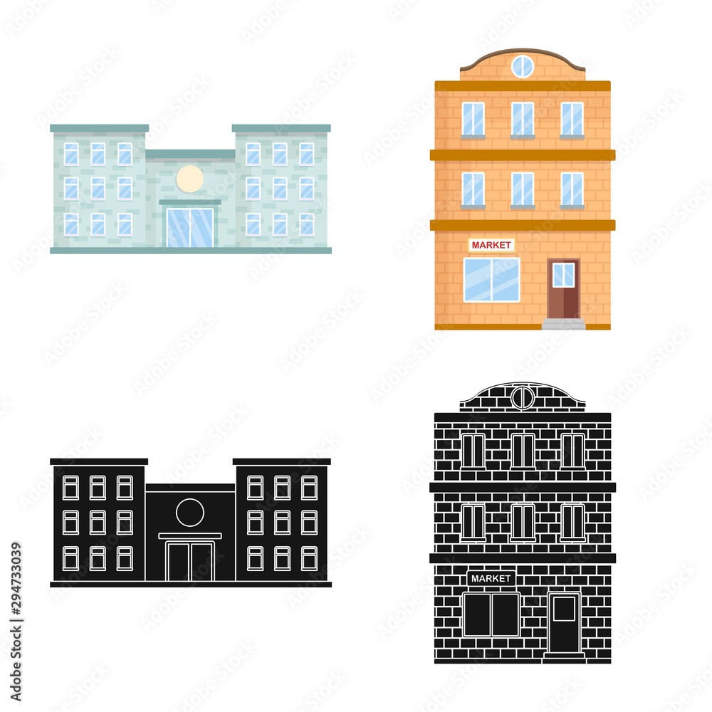 Vector illustration of municipal and center logo. Set of municipal and estate stock vector illustration.
