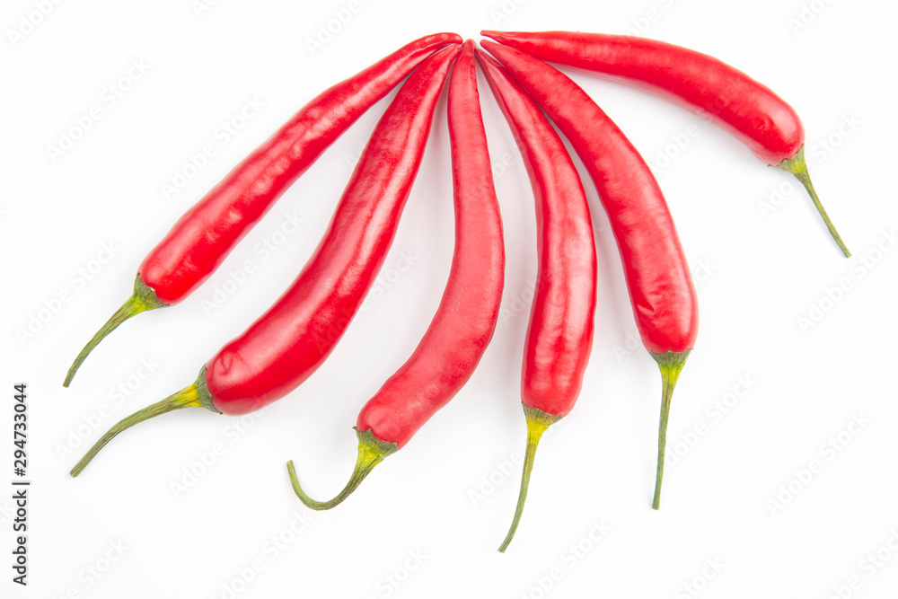 red hot pepper on a white background. spices and vegetative food