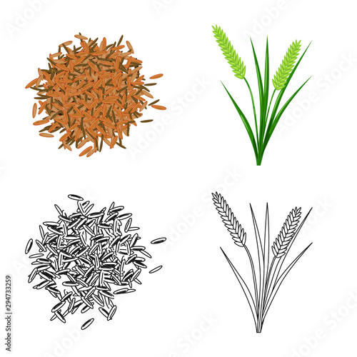 Vector illustration of crop and ecological sign. Set of crop and cooking stock vector illustration.