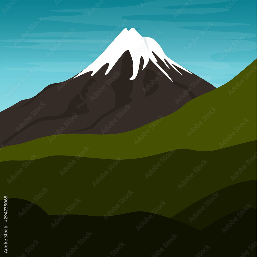 Naklejka premium Natural landscape of a mountains - Vector illustration