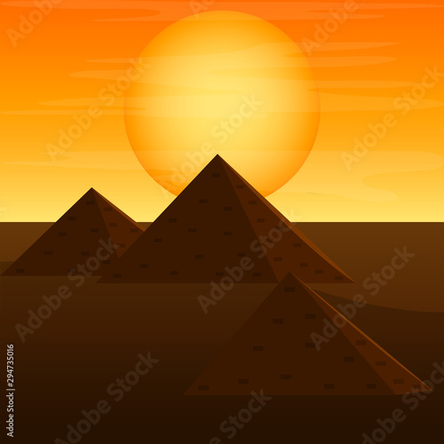 Beautiful sunset image. Natural landscape - Vector illustration