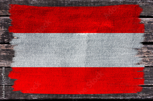 Obraz na plátně national flag of Austria on delicate silk with wind folds, travel concept, immig