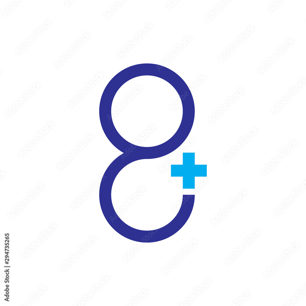 Number 8 Plus medical logo design vector Number 8 Plus medical logo design vector