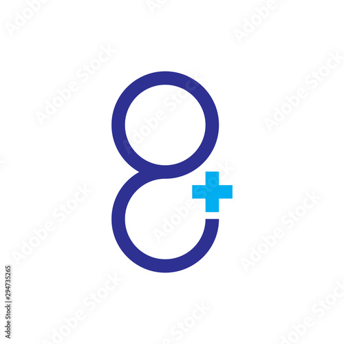 Number 8 Plus medical logo design vector