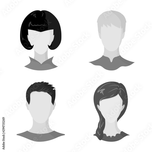 Vector design of character and profile sign. Collection of character and dummy stock symbol for web.