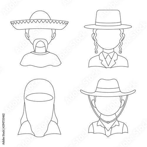 Vector design of imitator and resident sign. Set of imitator and culture stock symbol for web.