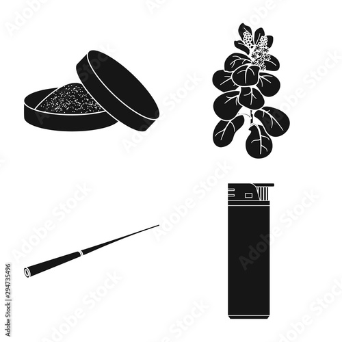 Vector design of anti and habit sign. Set of anti and tobacco stock vector illustration.