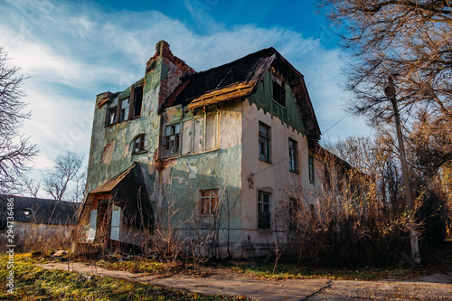 Old abandoned former mansion Olgino in Voronezh region