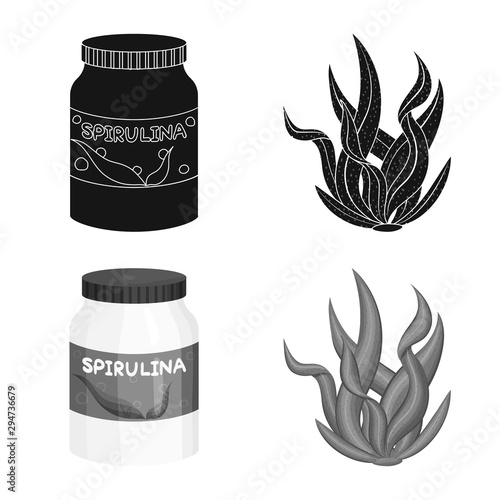 Vector design of protein and sea logo. Collection of protein and natural stock symbol for web.