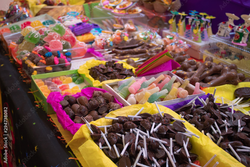 Stall Of Typical Mexican Sweets In The Celebration Of The Alfe ique stall-of-typical-mexican-sweets-in-the-celebration-of-the-alfe-ique