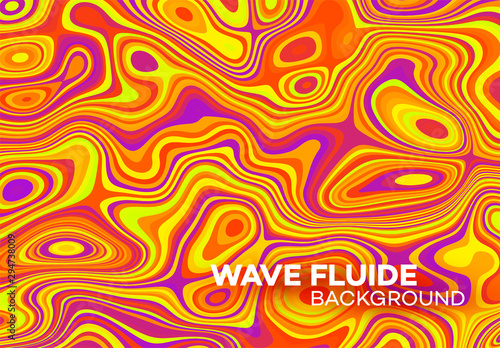 Modern poster with 80 s wave pattern. Abstract music pulse background. Trendy modern style. Rainbow color. Trendy gradient line style vector illustration.