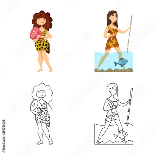 Vector illustration of evolution and prehistory symbol. Set of evolution and development stock vector illustration.