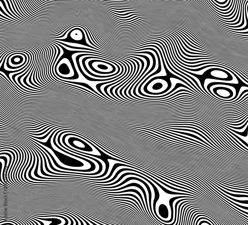 Line art black illustration on white background. Graphic vector art. Minimal illustration design. Circle concept. Vector line design. Wave lines pattern abstract background.
