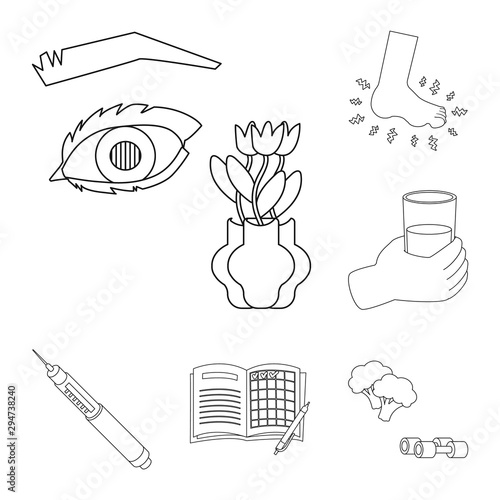 Vector illustration of mellitus and diabetes sign. Collection of mellitus and diet vector icon for stock.