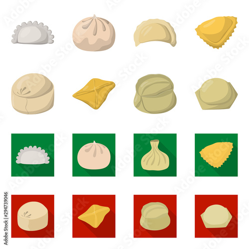 Vector design of products and cooking icon. Set of products and appetizer stock symbol for web.