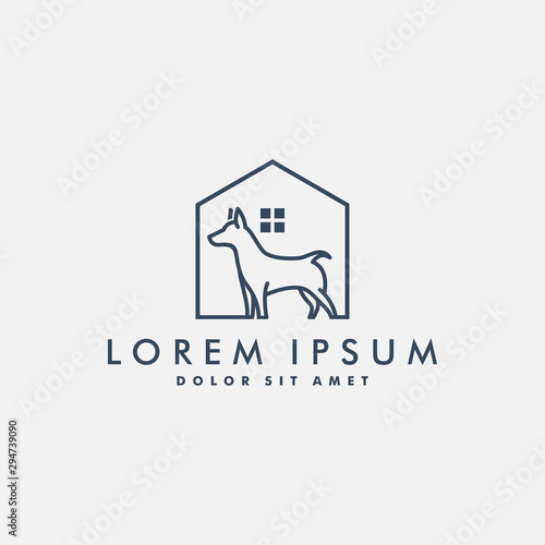 Dog pet house logo design template icon vector illustration