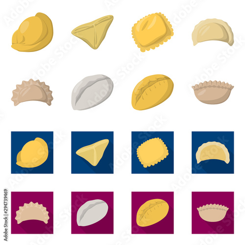 Vector illustration of products and cooking icon. Collection of products and appetizer stock symbol for web.