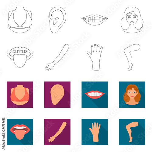 Isolated object of body and part logo. Set of body and anatomy stock vector illustration.