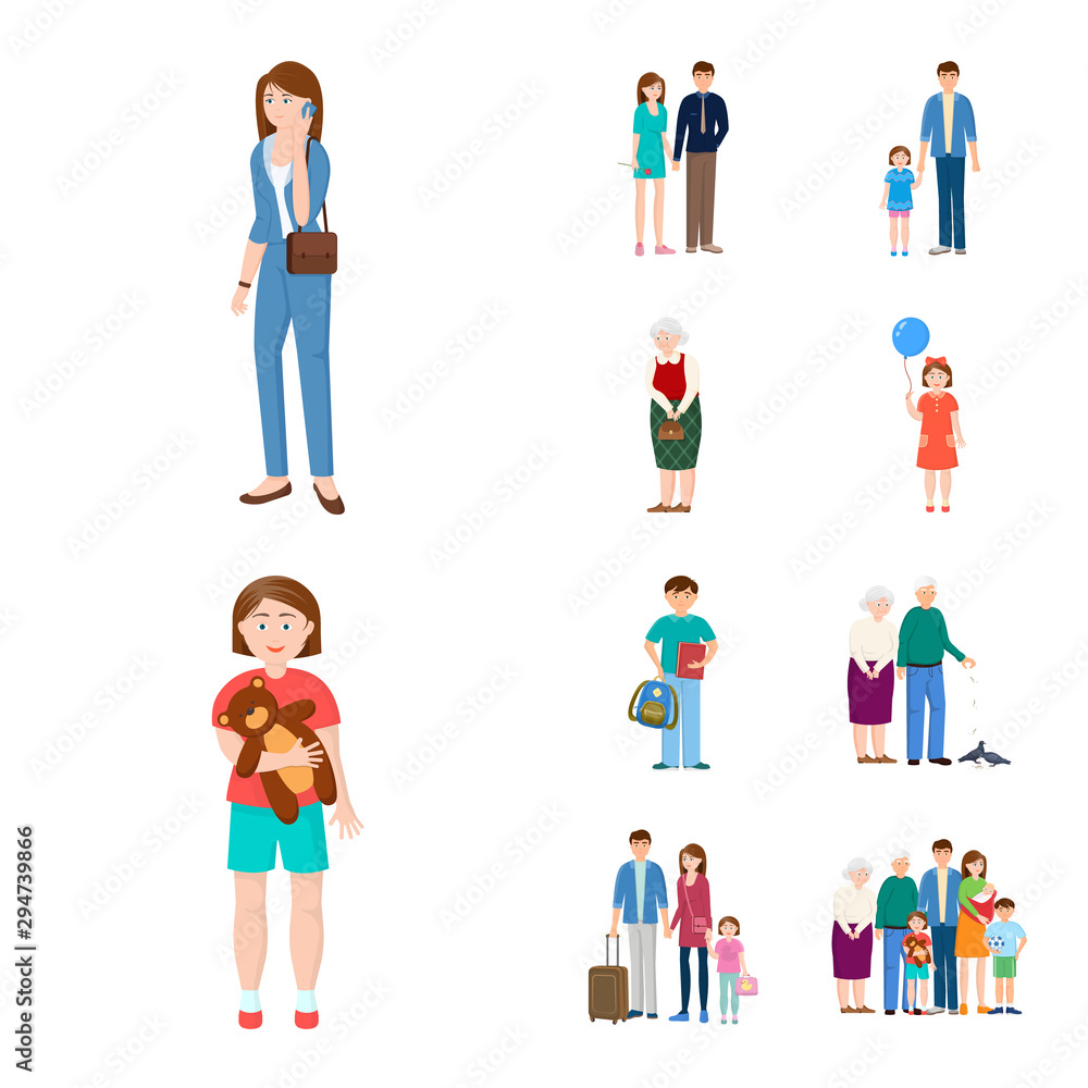 Isolated object of family and people sign. Collection of family and avatar stock vector illustration.