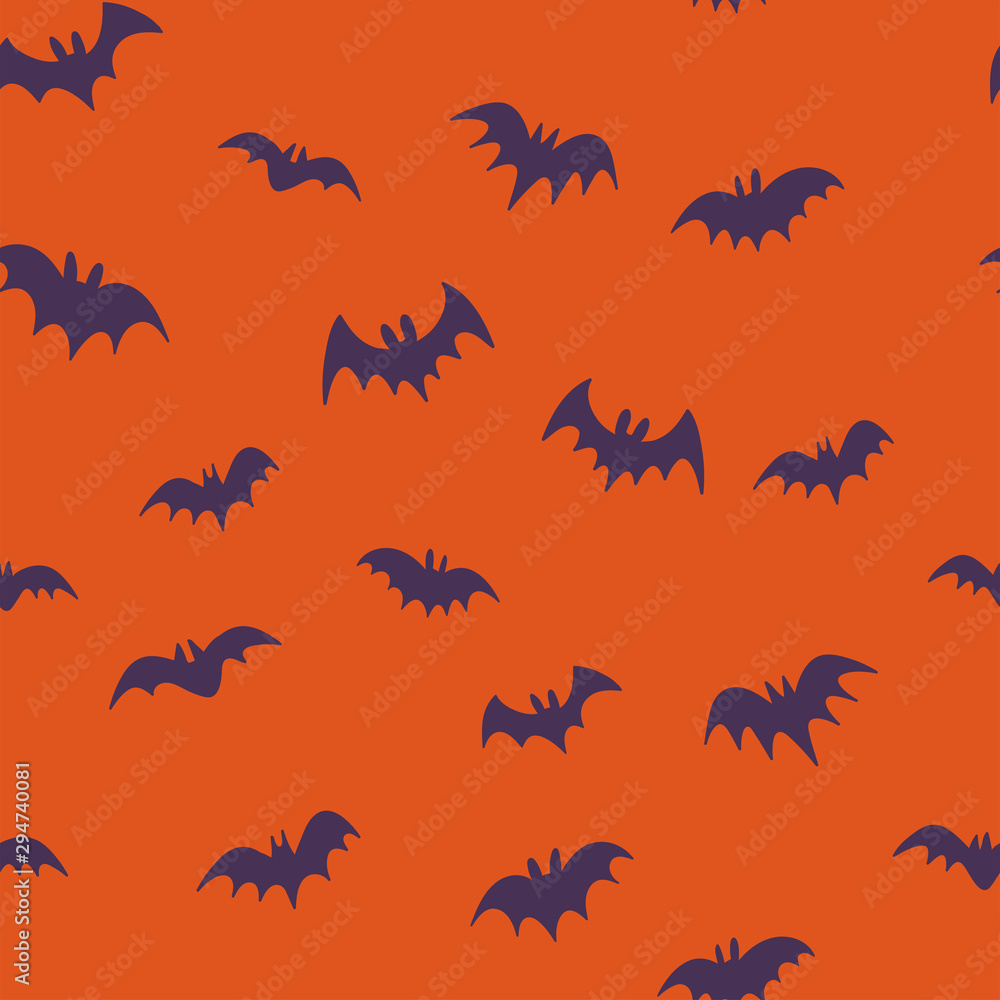 Halloween bats seamless pattern. Texture background of bat vector illustrations.