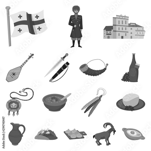 Isolated object of attributes and tourism logo. Collection of attributes and national stock symbol for web.