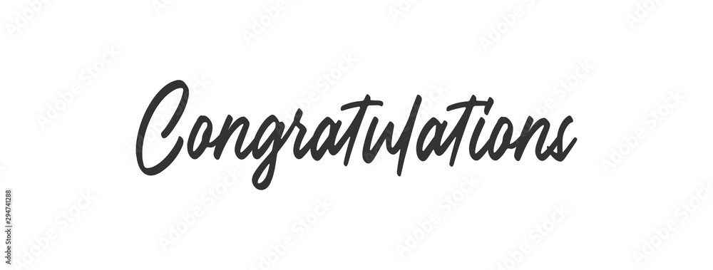 Congratulations handwritten text, vector congrats typographic sign.