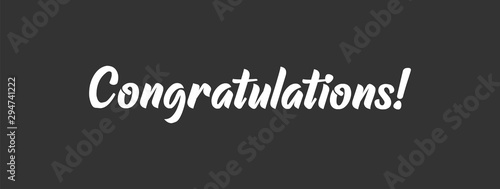 Congratulations handwritten text, vector congrats typographic sign.