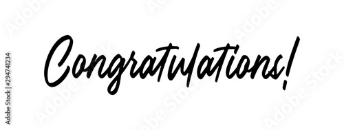 Congratulations handwritten text, vector congrats typographic sign.