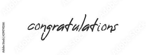Congratulations handwritten text, vector congrats typographic sign.