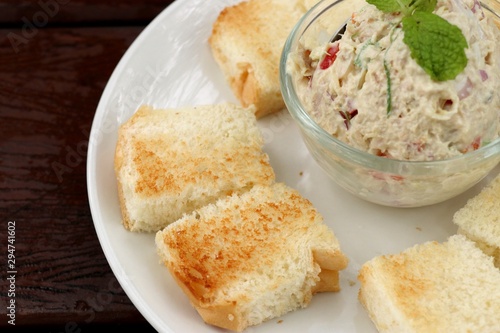 Tuna salad and bread toast