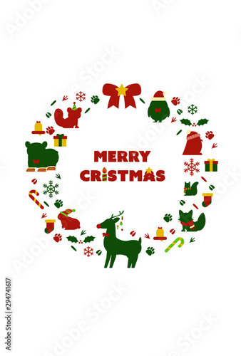 クリスマスと動物のイラスト素材　2