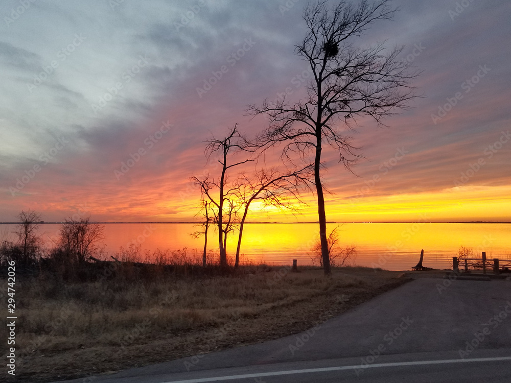 Beautiful lake sunset