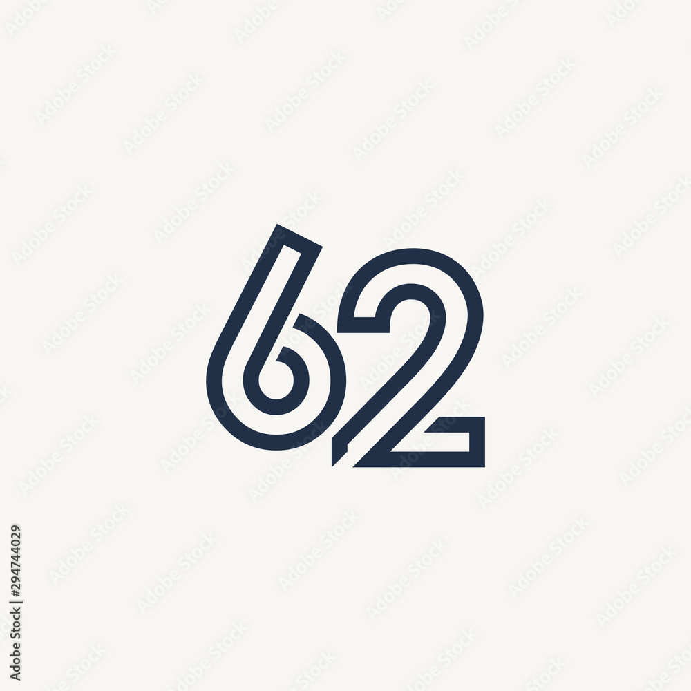 62 Years Anniversary Celebration Vector Template Design Illustration