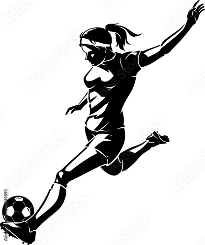 Women's Soccer Action, Shadowed Illustration