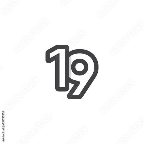 19 Years Anniversary Celebrations Vector Template Design Illustration