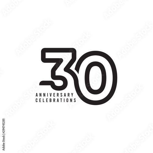 30 Years Anniversary Celebrations Vector Template Design Illustration