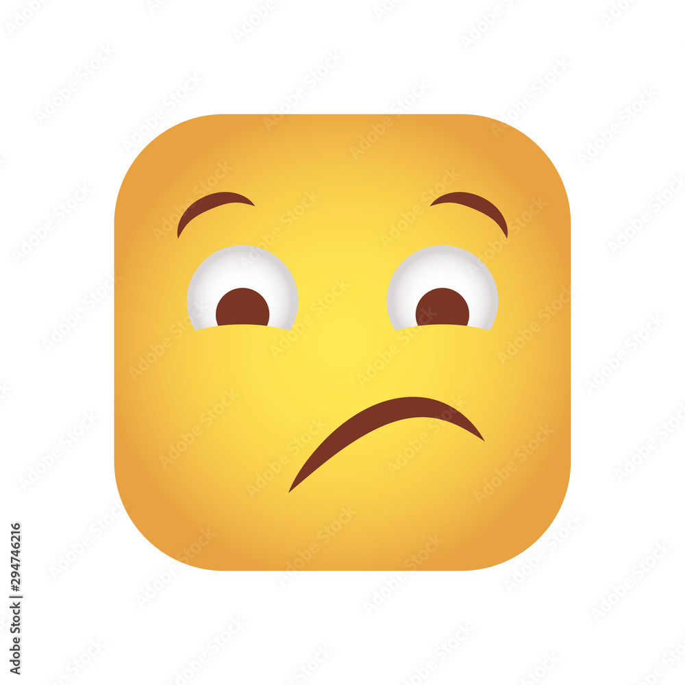 square emoticon sad face character icon square emoticon sad face character icon