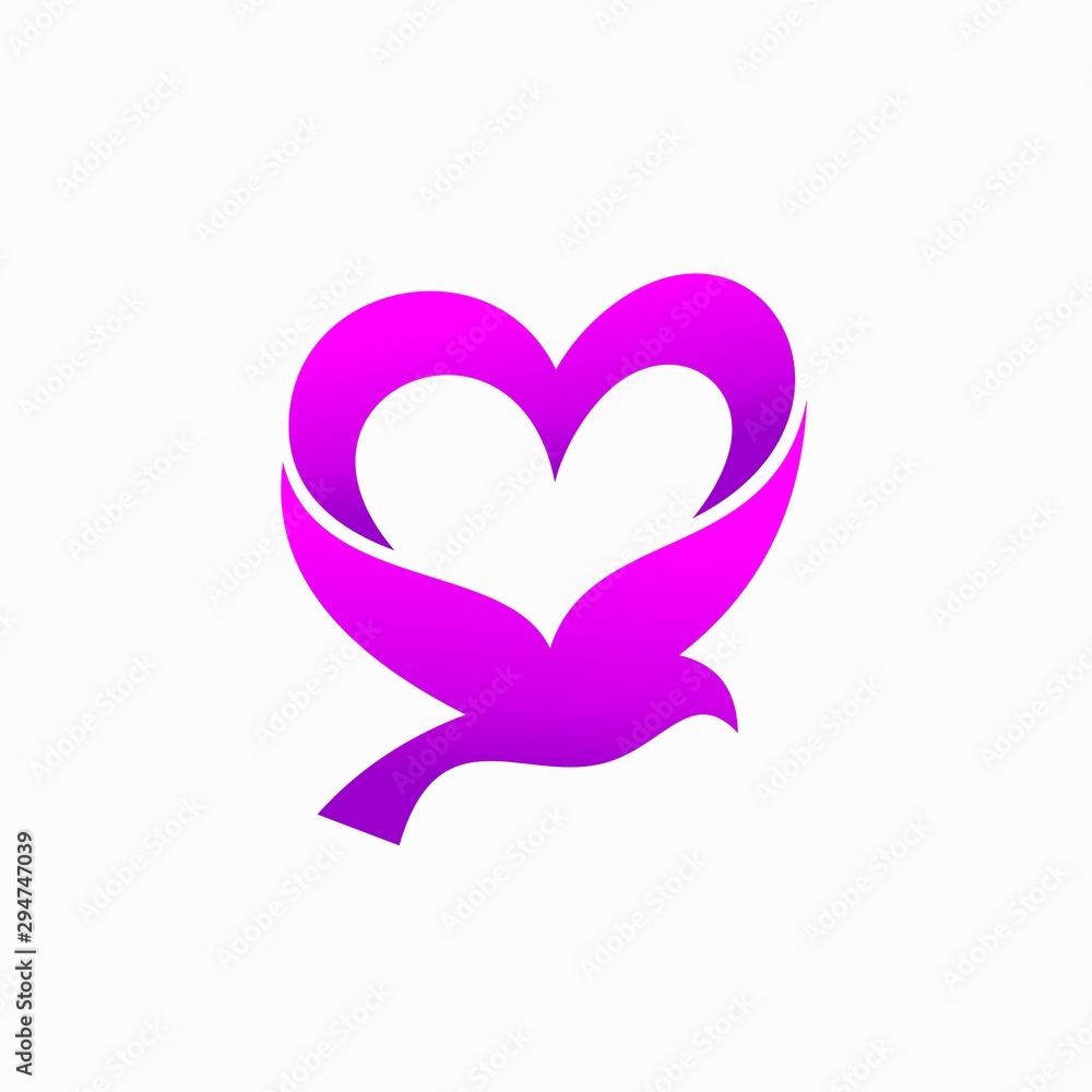 bird logo that formed love concept