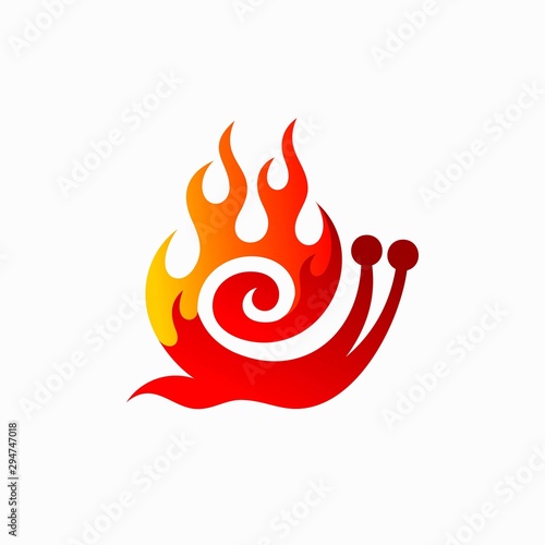 snail logo accompanied fire concept