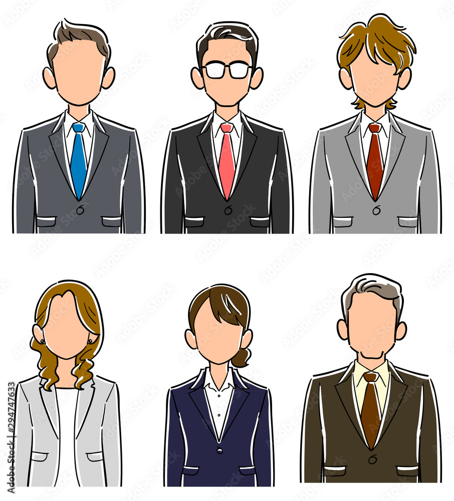 6人の匿名のビジネスチームの上半身