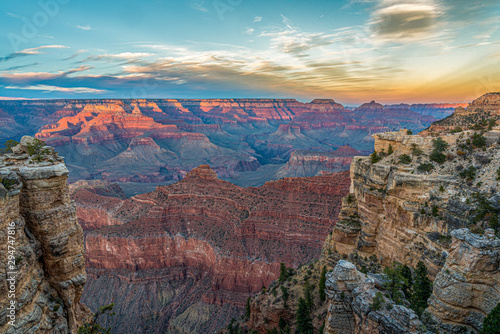 Last Sun Beams of the Day Touching the Grand Canyon at the North Rim, Arizona/USA