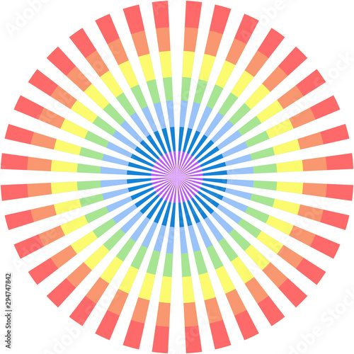 Rainbow wheel colors rays abstract background, can use for test the resolution and focus of cameras and photo or cinema lens.