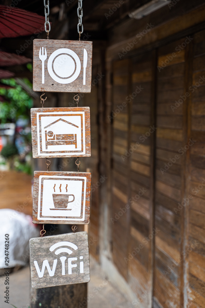 Fototapeta premium handmade cute hotel sign wood