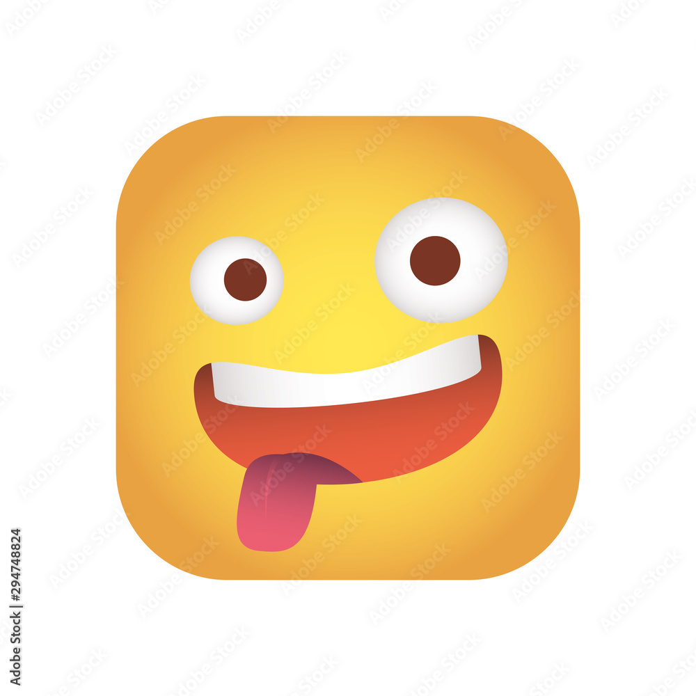 square emoticon with tongue out face character icon square emoticon with tongue out face character icon
