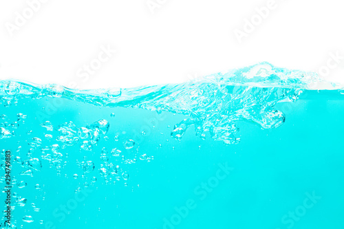 blue water waves with with bubbles on a white background