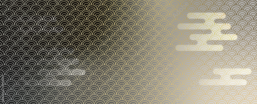 青海波文と霞の和柄背景 黒金 Vector De Stock Adobe Stock 青海波文と霞の和柄背景 黒金 Vector De Stock Adobe Stock