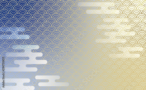 青海波文と霞の和柄背景青金stock Vector Adobe Stock 青海波文と霞の和柄背景青金stock Vector Adobe Stock