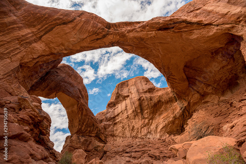 Wide Angle Photo of Great Double Arch  Arches National Park  Utah USA